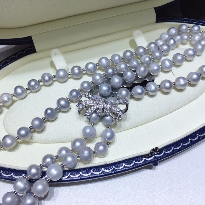 Gray Freshwater Pearl Necklace - 8-9mm Pendant, Unique & Fashionable Design