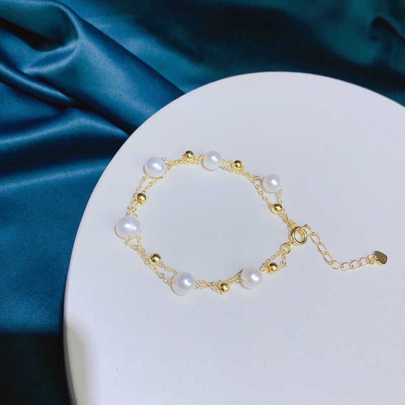 18k gold-wrapped natural freshwater pearl bracelet