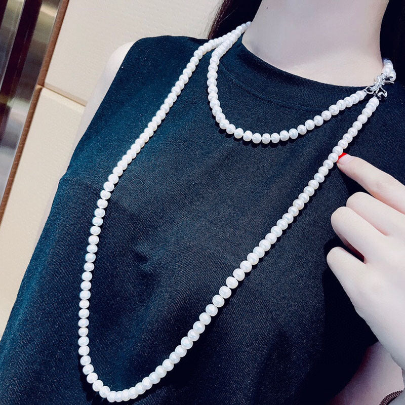 "Freshwater Pearl Necklace | Long-Length Simple Fashion for Women"