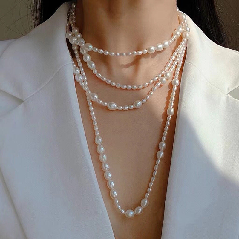 Long Freshwater Pearl Necklace - Minimalist Pendant Design, Wholesale