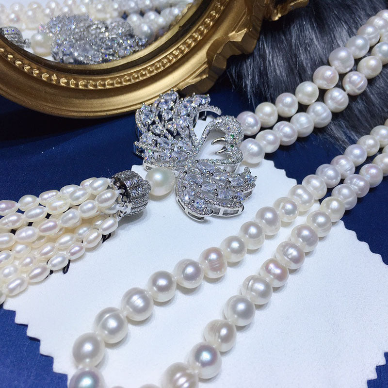 8-9mm Freshwater Pearl Necklace - Korean Style, Simple Tassel, Near-Round, Minimal Flaws