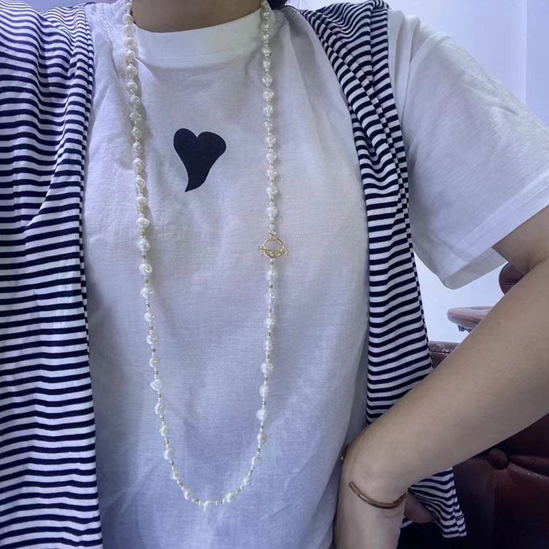 "Freshwater Pearl Necklace | Long-Length Simple Fashion for Women"
