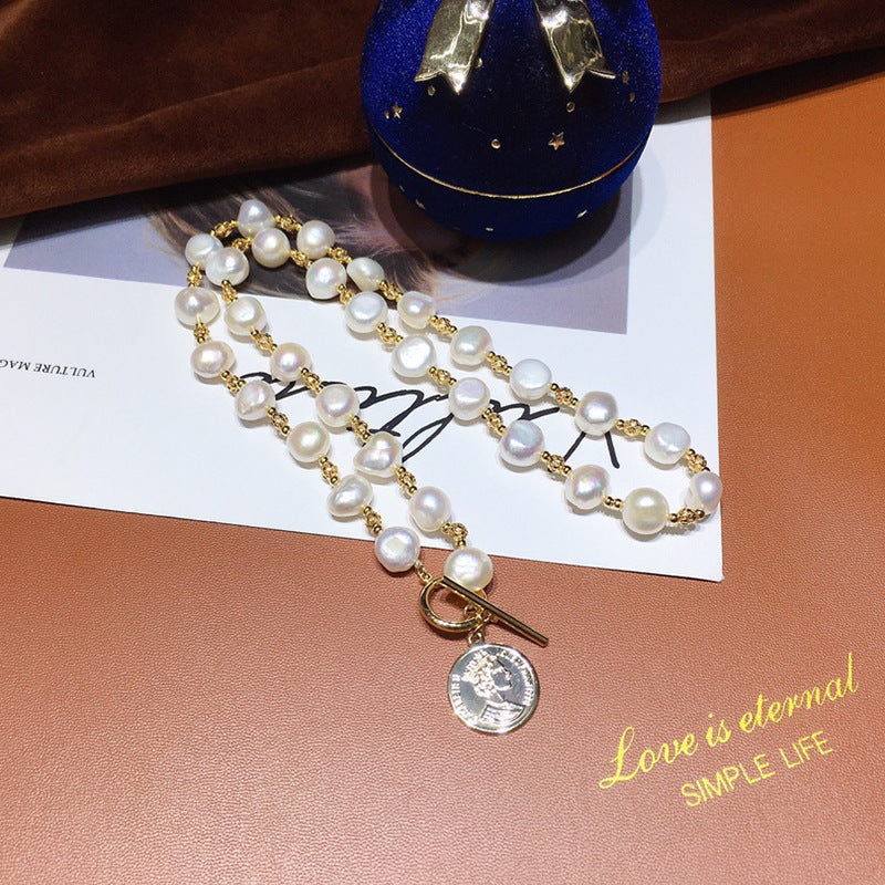 Manufacturers wholesale live supply a variety of freshwater pearl baroque necklace 4-17mm fashionable and simple women's winter new models