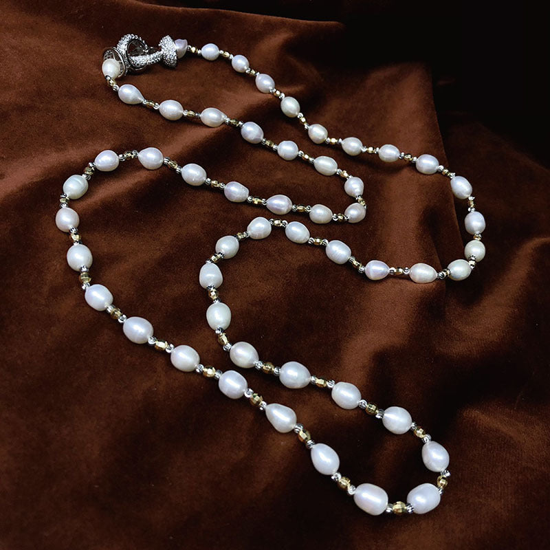 "Freshwater Pearl Necklace | Long-Length Simple Fashion for Women"