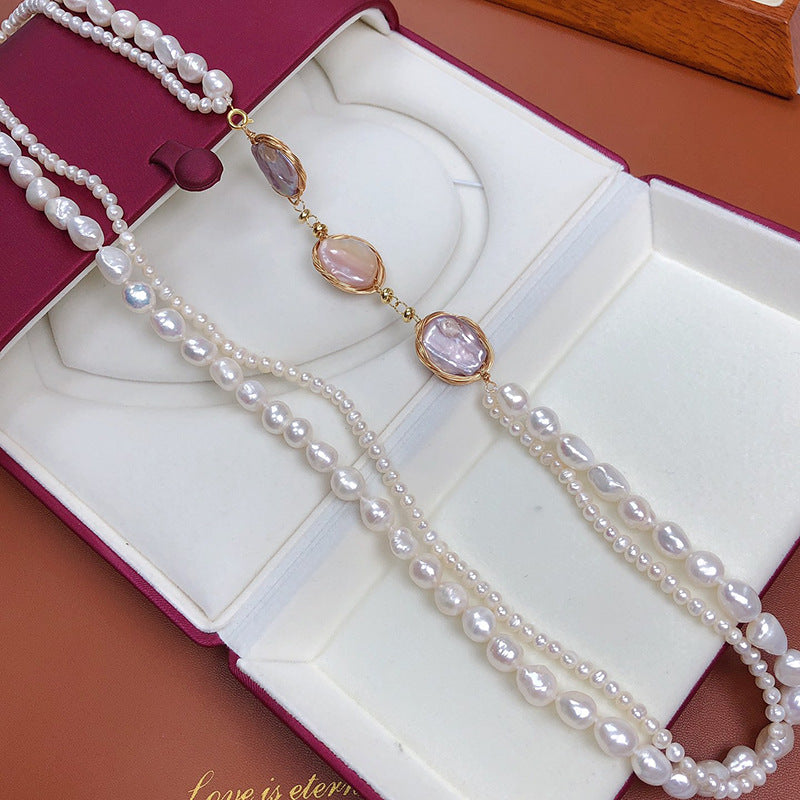 "Freshwater Pearl Necklace | Long-Length Simple Fashion for Women"