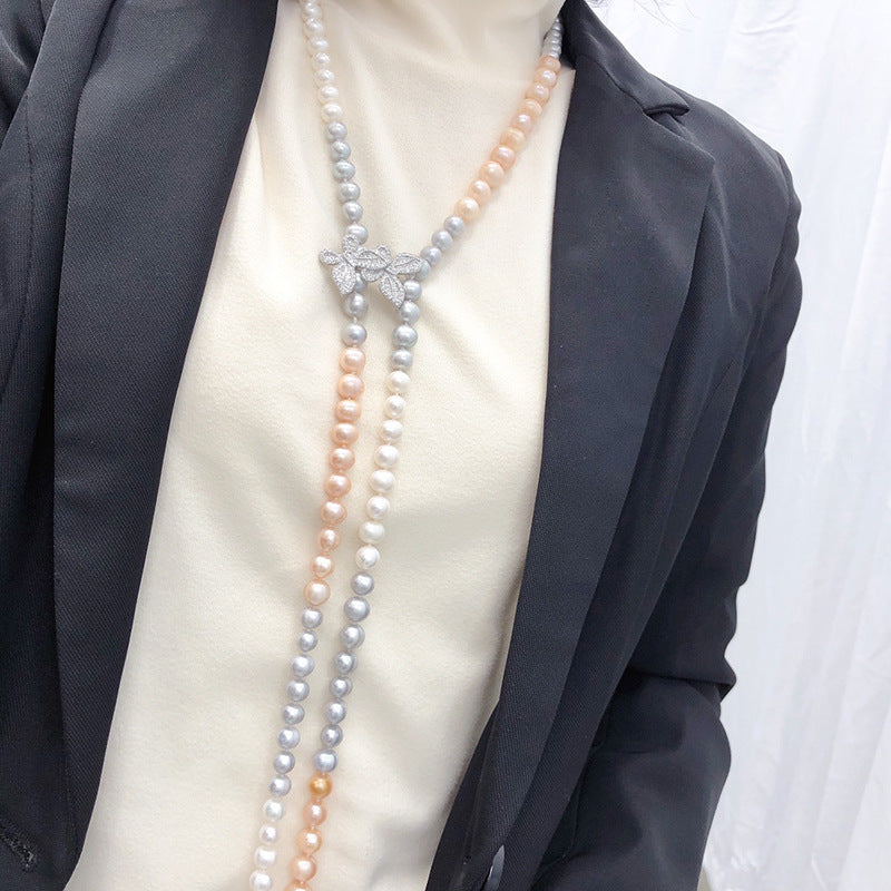 New Freshwater Pearl Necklace for Women - Luxury Multi-Wear Long Pendant Chain, Elegant and Versatile Design