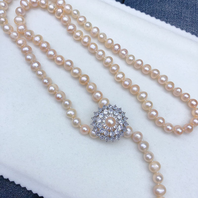 "Freshwater Pearl Necklace | Long-Length Simple Fashion for Women"