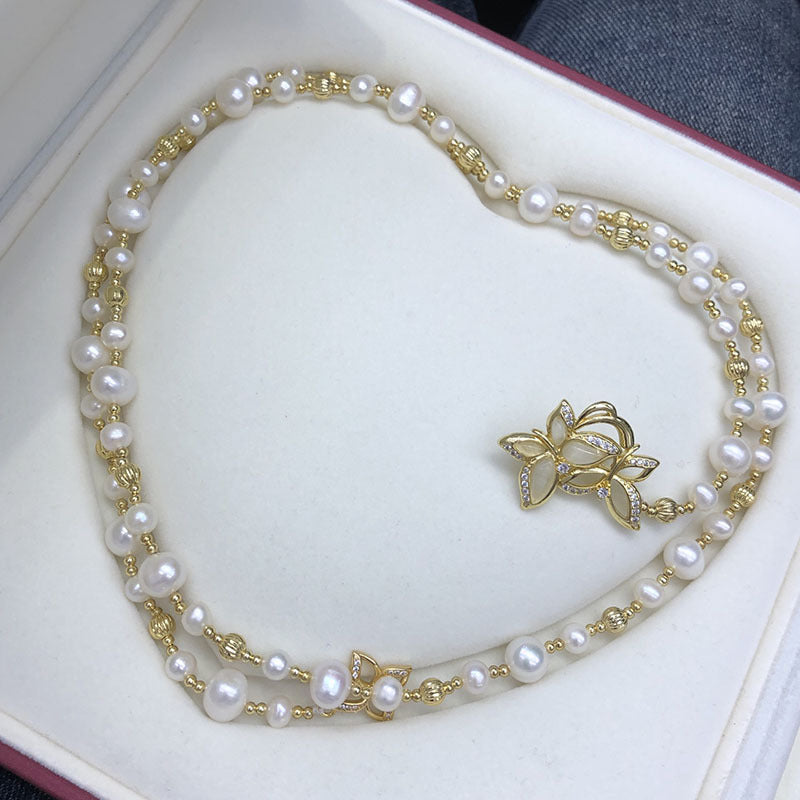 "Freshwater Pearl Necklace | Long-Length Simple Fashion for Women"