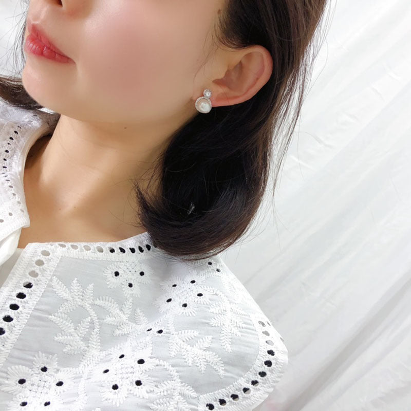 freshwater pearl stud earrings fashion versatile jewelry