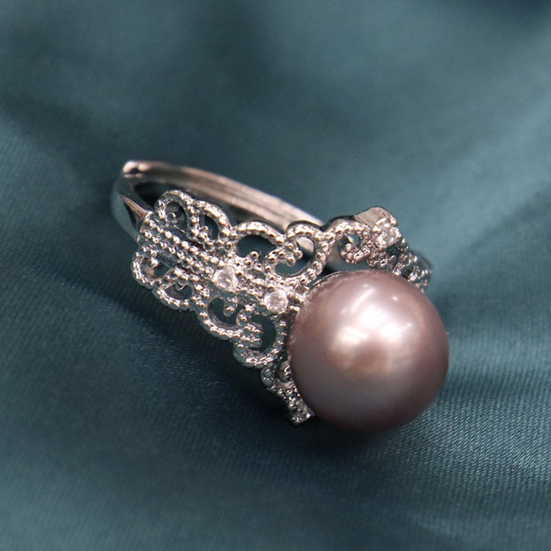 "Retro Freshwater Pearl Open Ring - Simple and Versatile Design, Elegant Women's Jewelry"