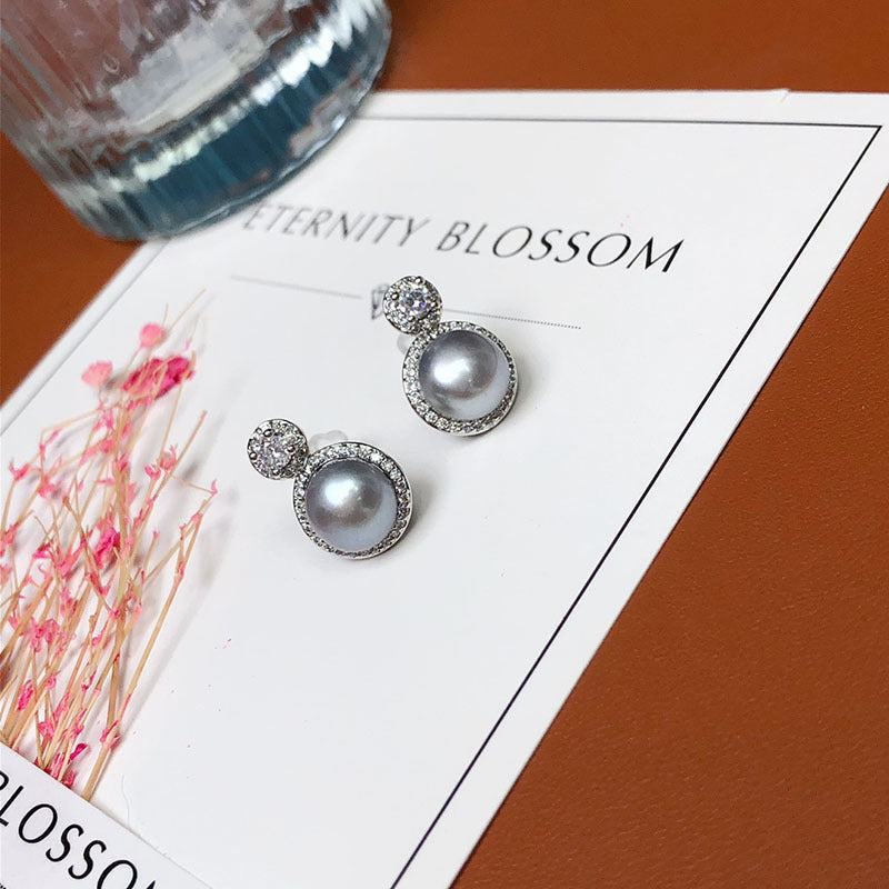 freshwater pearl stud earrings fashion versatile jewelry