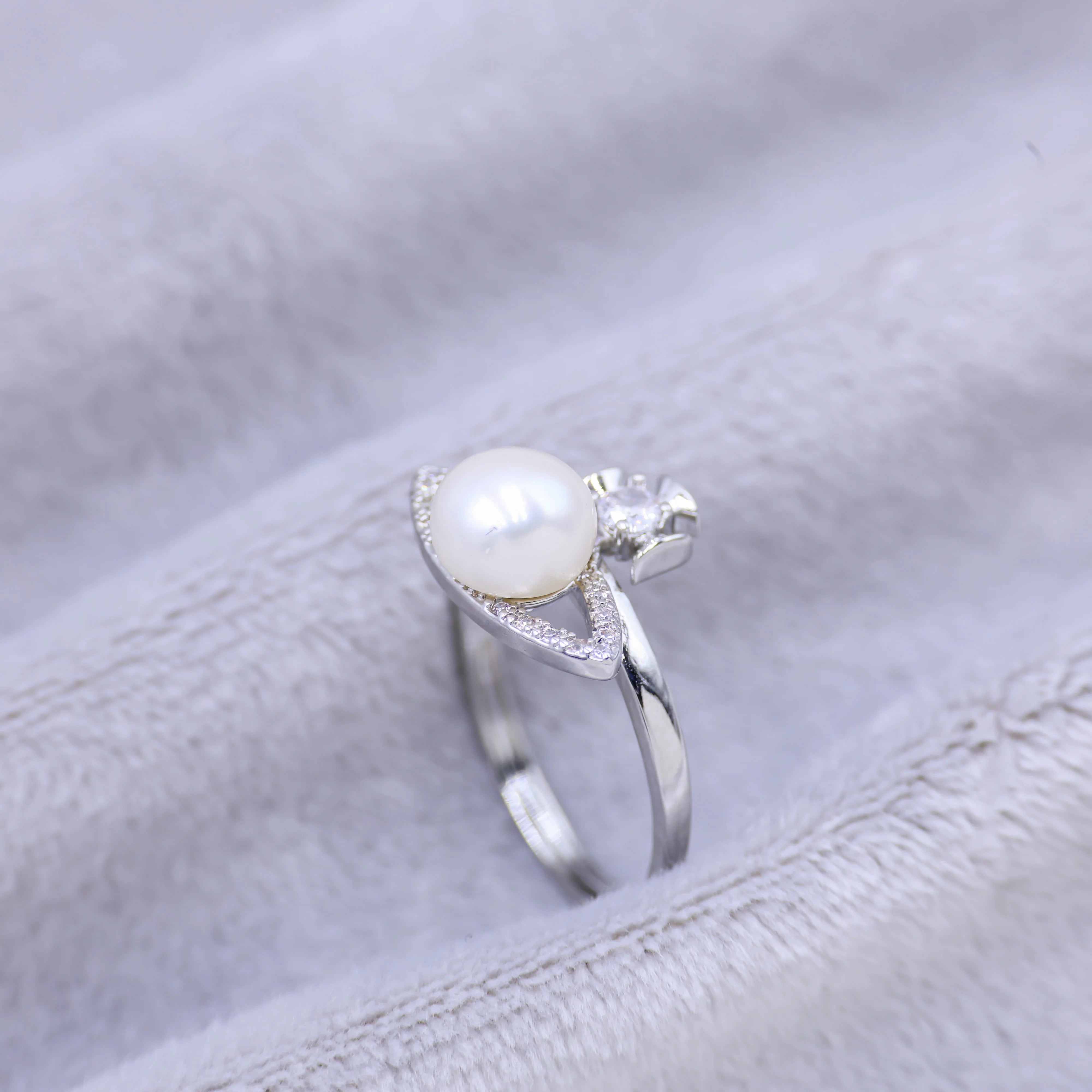 Wholesale Customization 18K platinum plated Freshwater natural Pearl Ring Gold Plated Natural Pearl Ring for Weddings