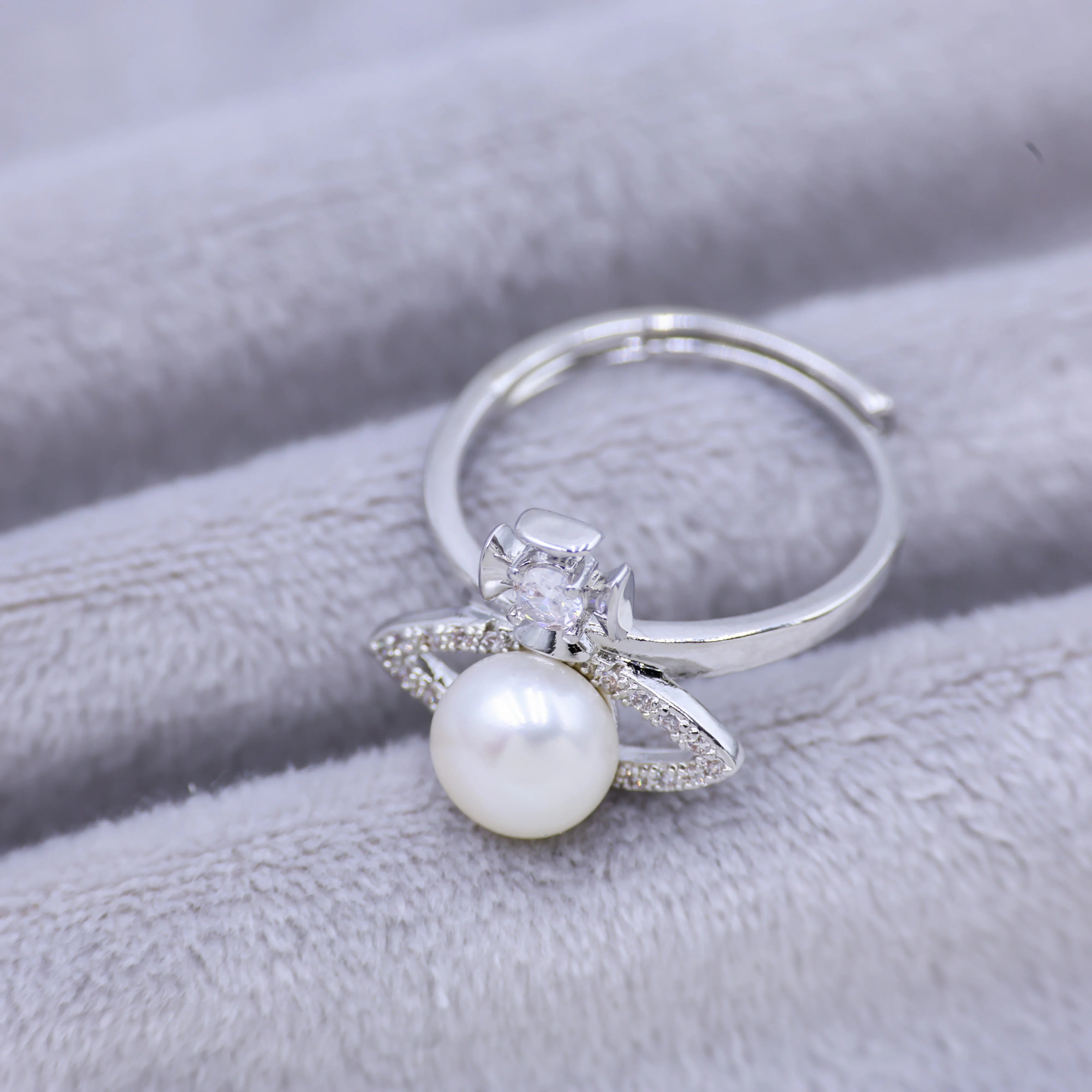 Wholesale Customization 18K platinum plated Freshwater natural Pearl Ring Gold Plated Natural Pearl Ring for Weddings