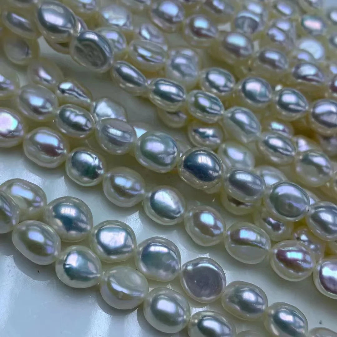 High Strong Luster Flawless 7-8mm Baroque Double Shiny Freshwater Natural String Pearl Necklace for DIY Jewelry Making Wholesale