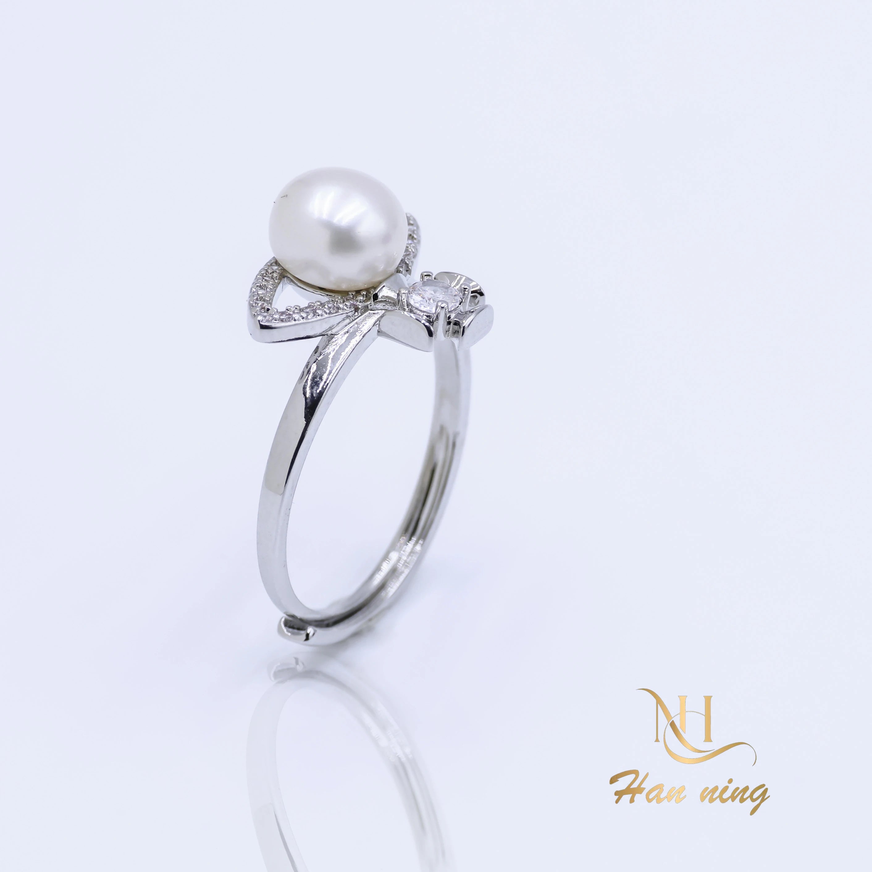 Wholesale Customization 18K platinum plated Freshwater natural Pearl Ring Gold Plated Natural Pearl Ring for Weddings