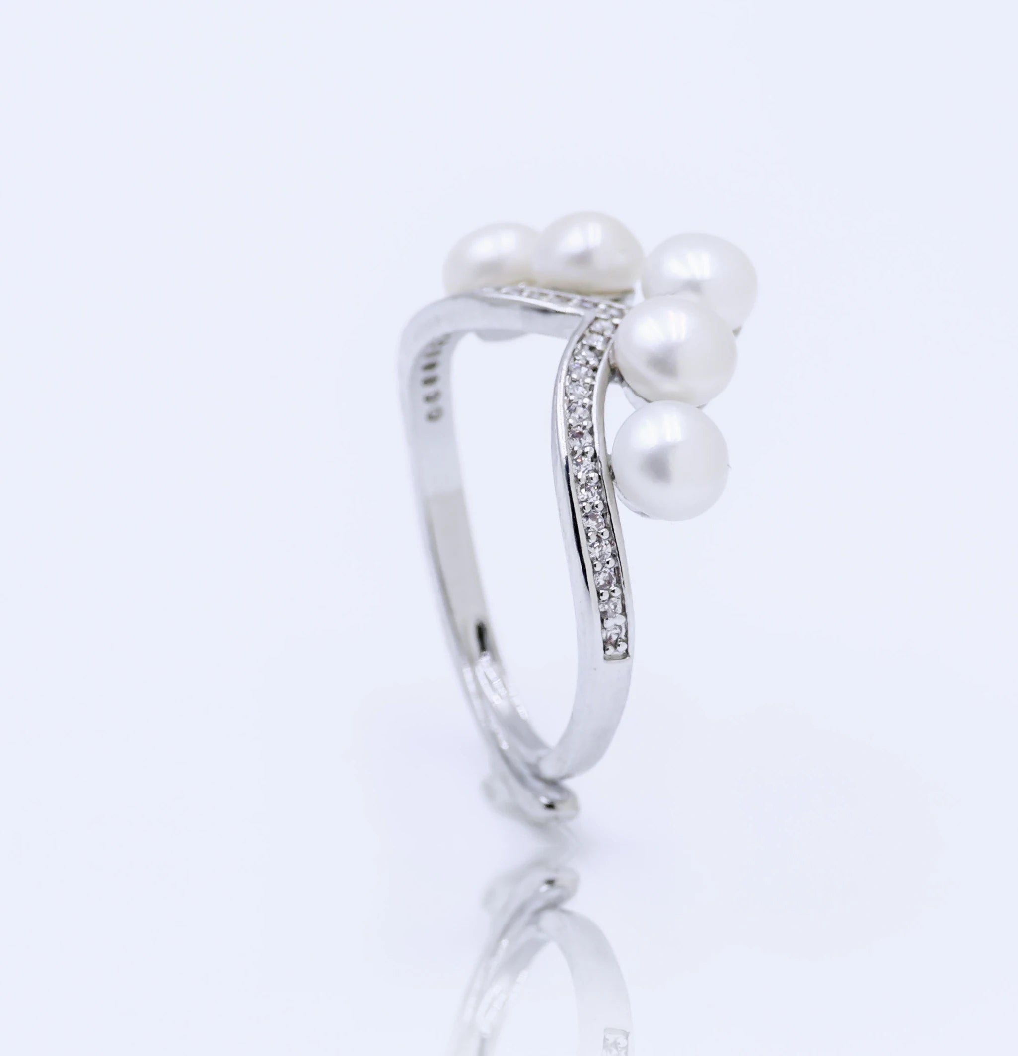 18K Platinum Plated Wedding Ring Elegance White Freshwater Natural Pearls Super Quality Beautiful Women's Engagement Gifts
