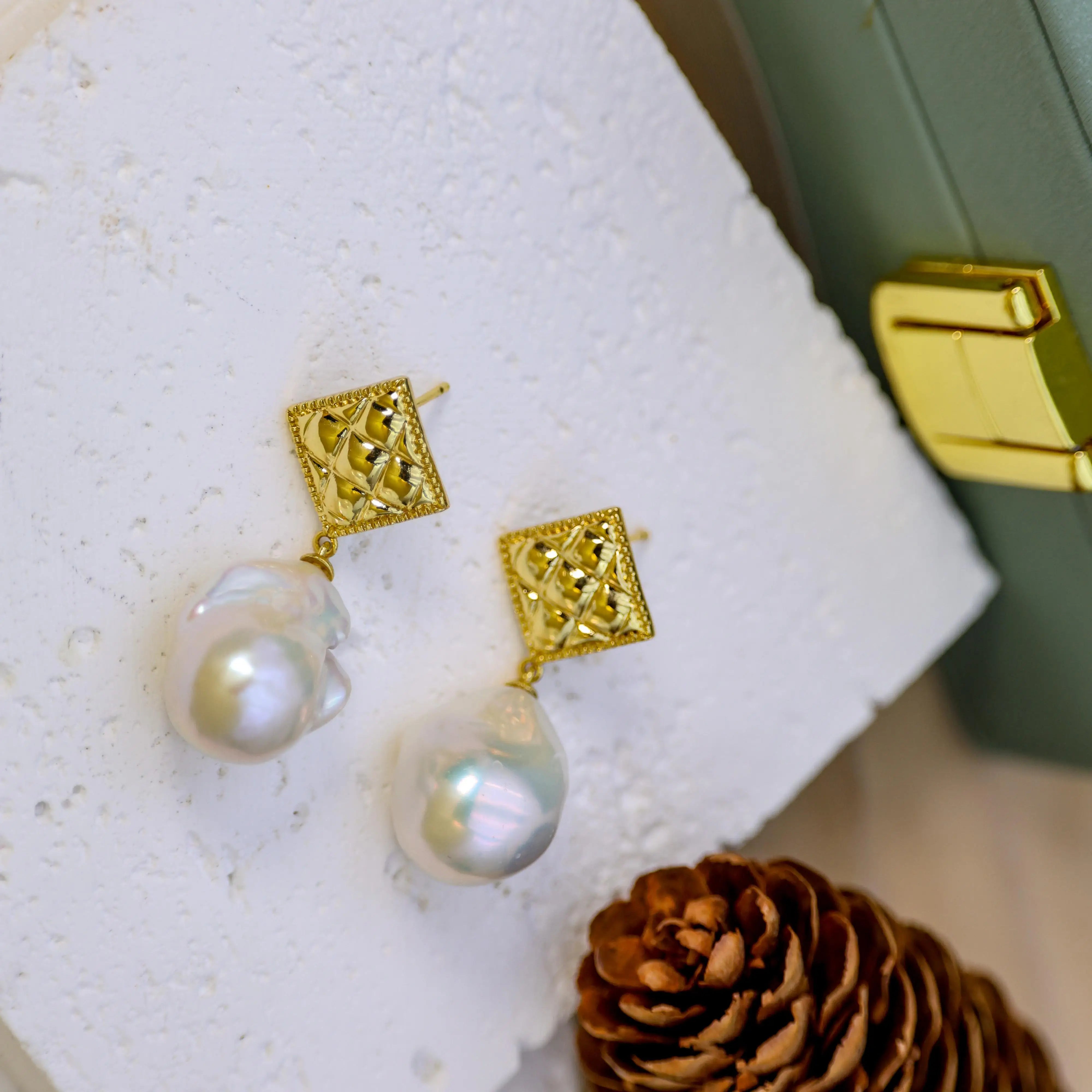 DIY Fashion Design Freshwater Baroque Pearl Earrings High Quality Dabarok Women's High End Earrings 18K gold-plated