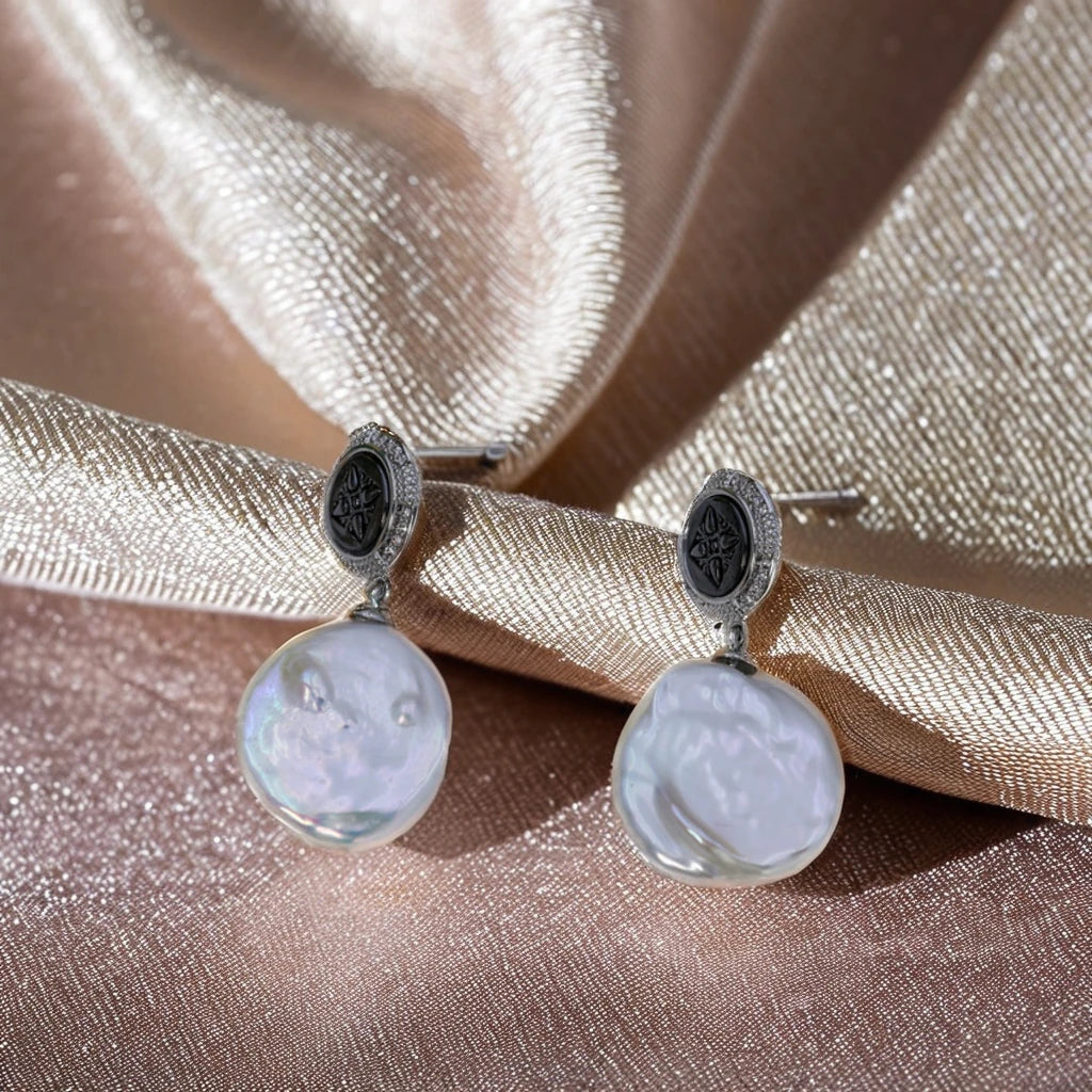 Natural Water Pearl Earrings Unisex Trendy Retro Drop Pendant 14k Gold Electroplating Star Awn Fashion Diamond Silver DIY