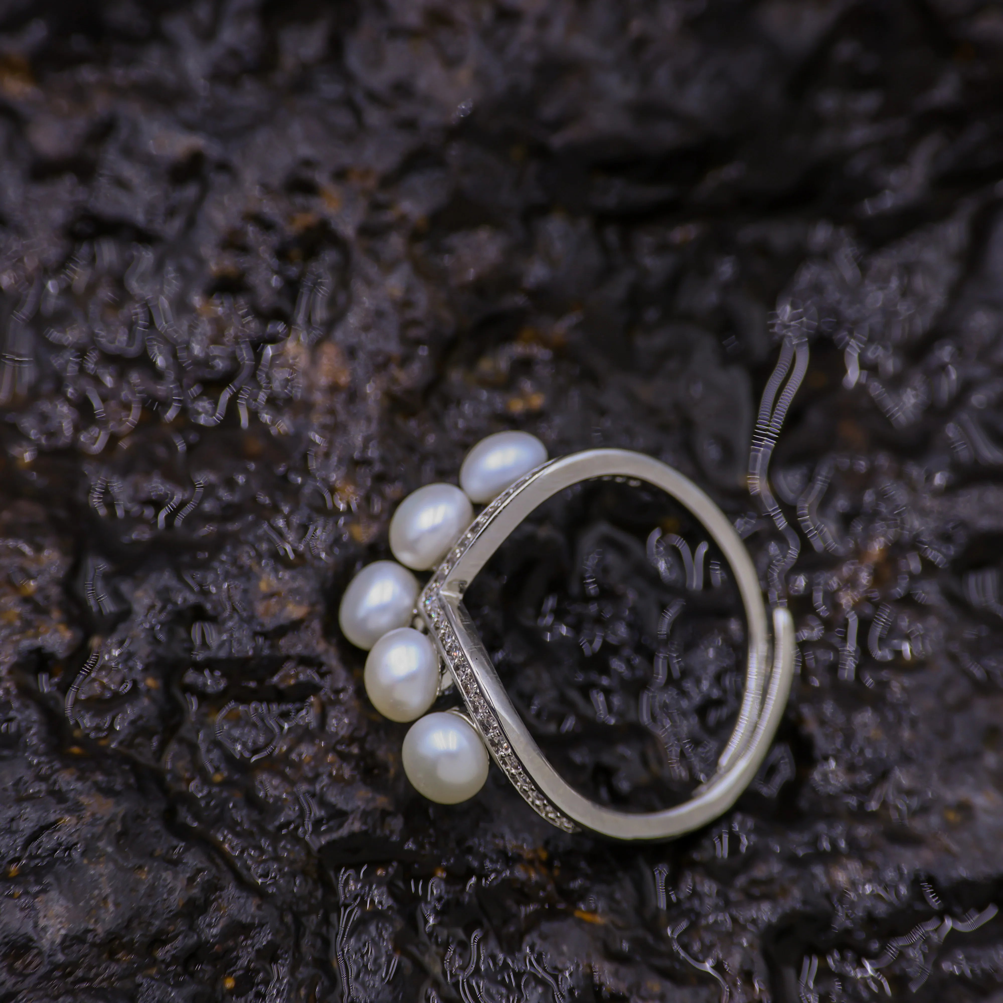 18K Platinum Plated Wedding Ring Elegance White Freshwater Natural Pearls Super Quality Beautiful Women's Engagement Gifts
