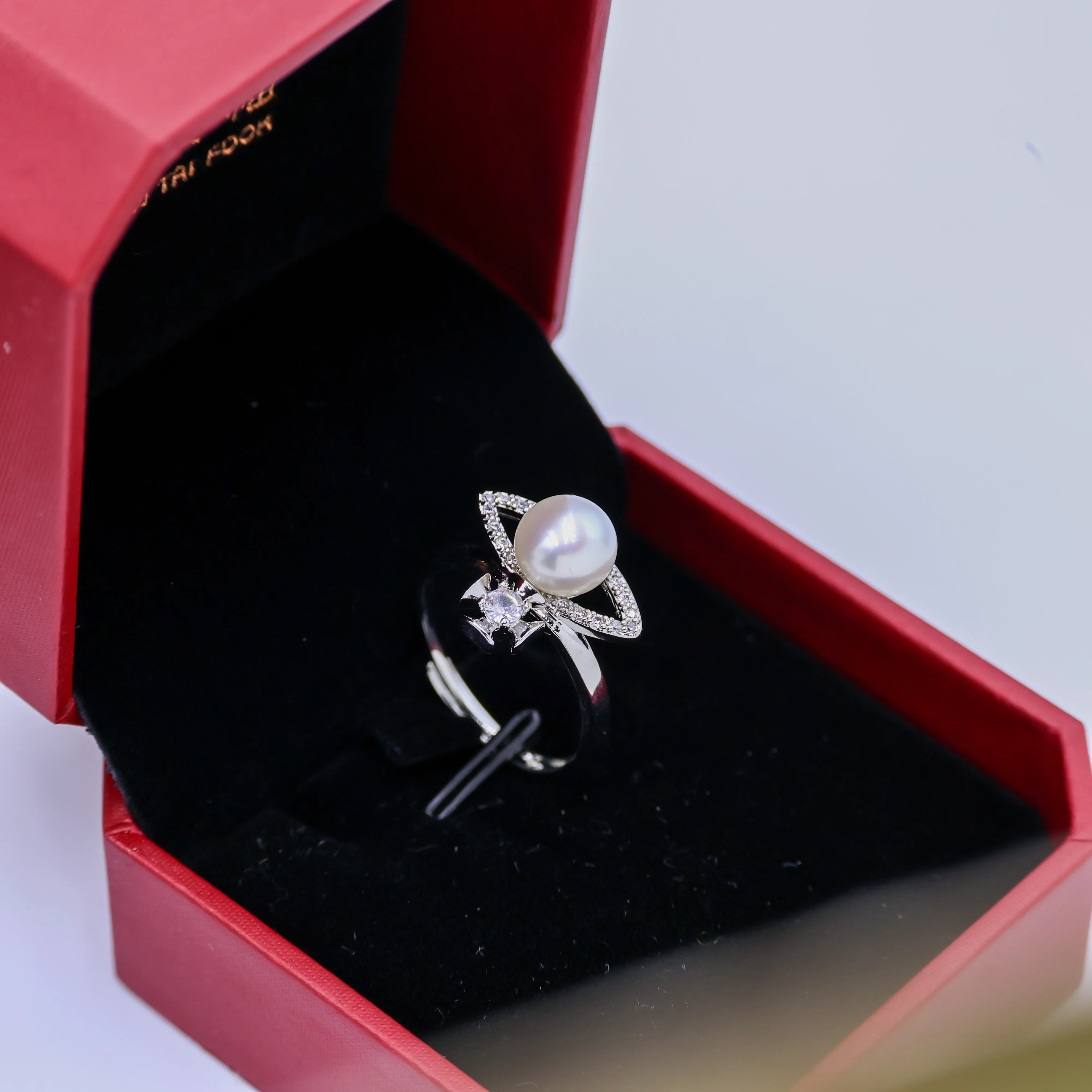 Wholesale Customization 18K platinum plated Freshwater natural Pearl Ring Gold Plated Natural Pearl Ring for Weddings