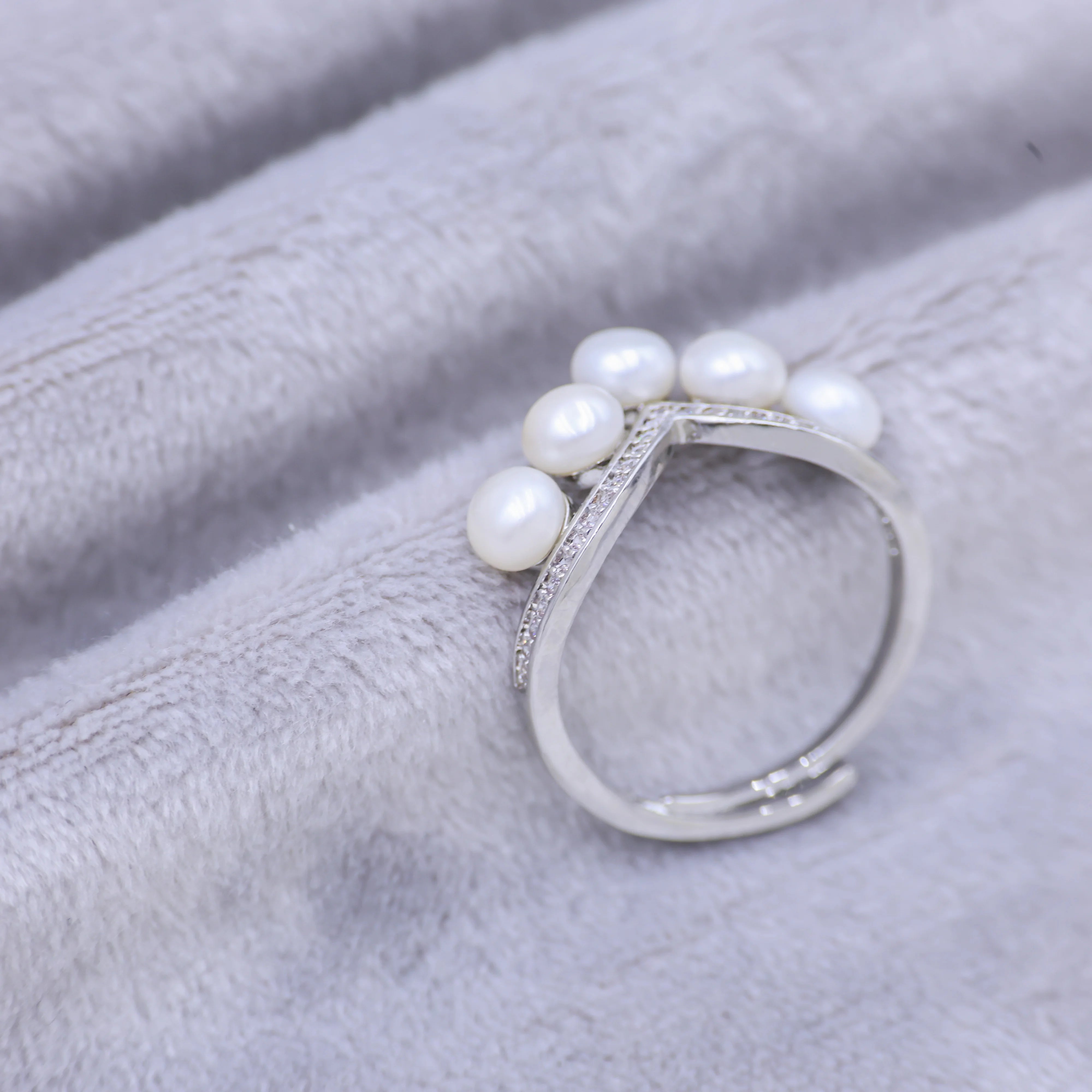 18K Platinum Plated Wedding Ring Elegance White Freshwater Natural Pearls Super Quality Beautiful Women's Engagement Gifts