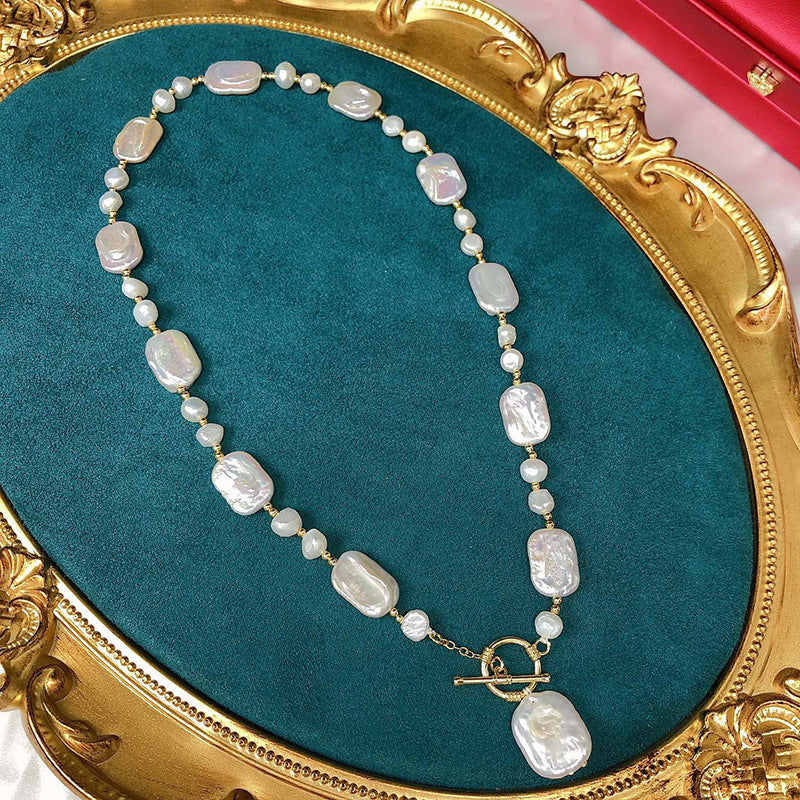 "Baroque Pearl Necklace | Irregular Light Luxury Choker for Women"