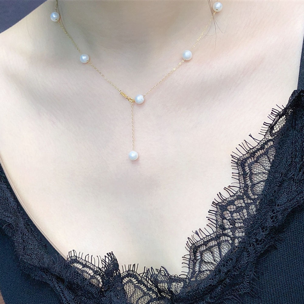 Gypsophila freshwater pearl necklace s925 6-7mm
