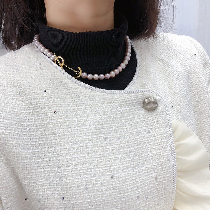Natural non-nuclear freshwater pearl necklace is fashionable and versatile