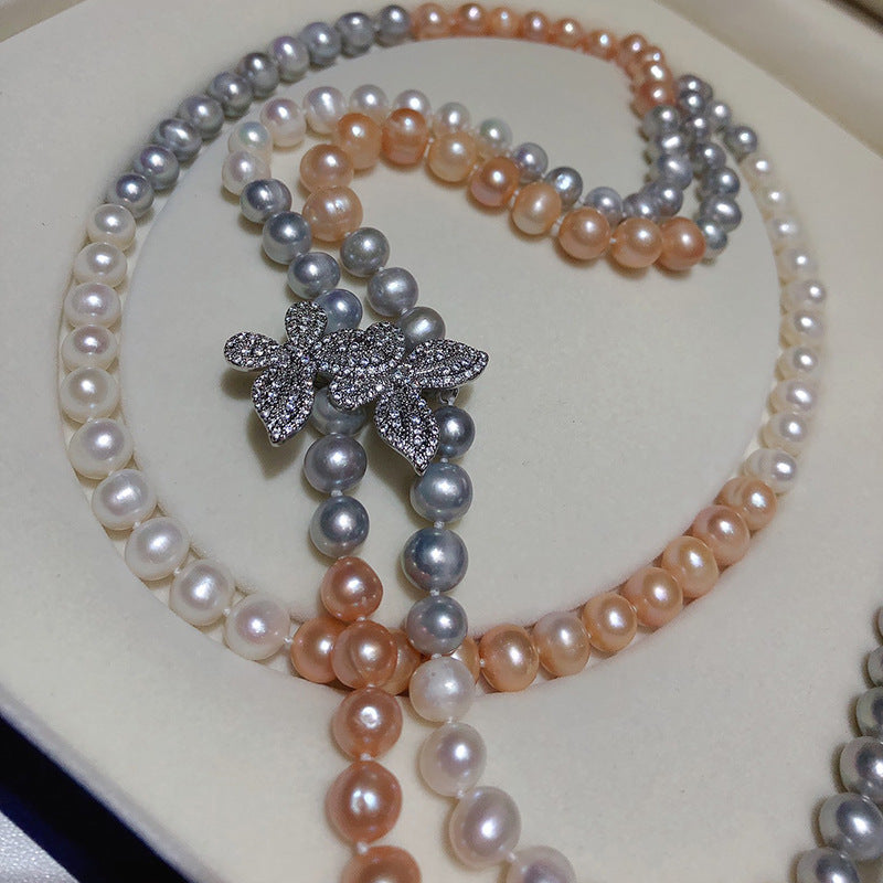 New Freshwater Pearl Necklace for Women - Luxury Multi-Wear Long Pendant Chain, Elegant and Versatile Design