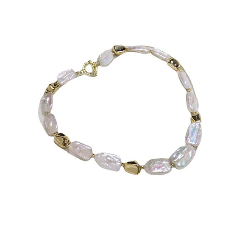 White freshwater special-shaped baroque pearl necklace women's versatile fashion jewelry