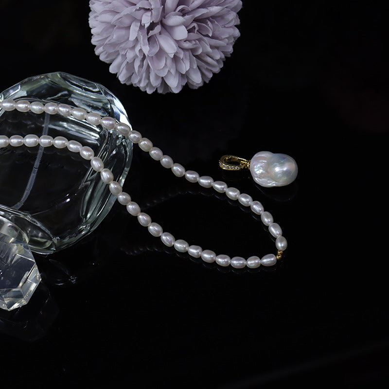 Natural seedless freshwater pearl necklace original design handmade beads