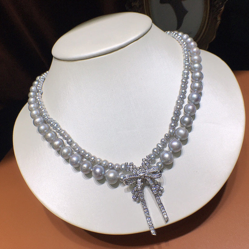 Freshwater pearl multi-layer niche design fashionable temperament clavicle necklace