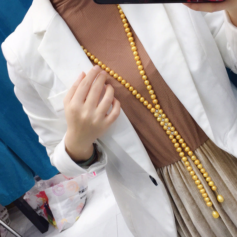 "Freshwater Pearl Necklace | Long-Length Simple Fashion for Women"