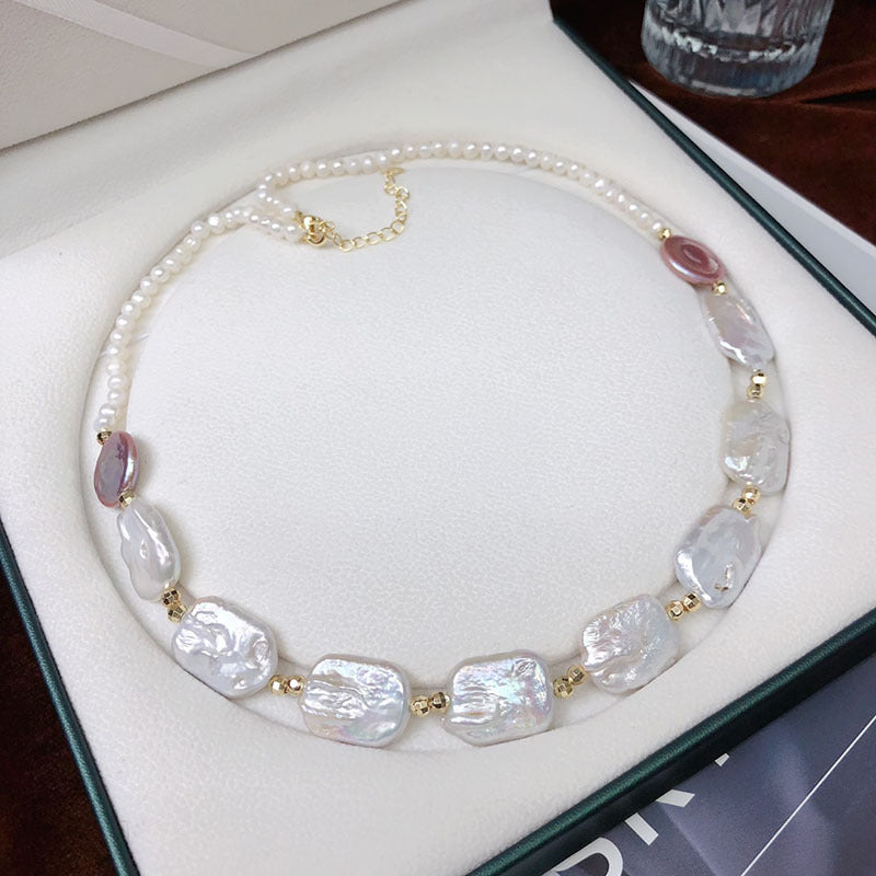 Natural Sugar Cube Baroque Shaped Pearl Necklace