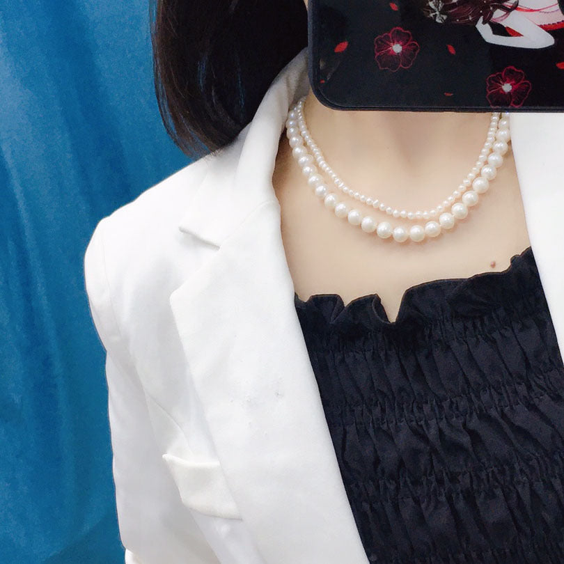 Natural freshwater pearl necklace Women's versatile double-layer mother and child chain jewelry Fashion design Elegant temperament Gift jewelry