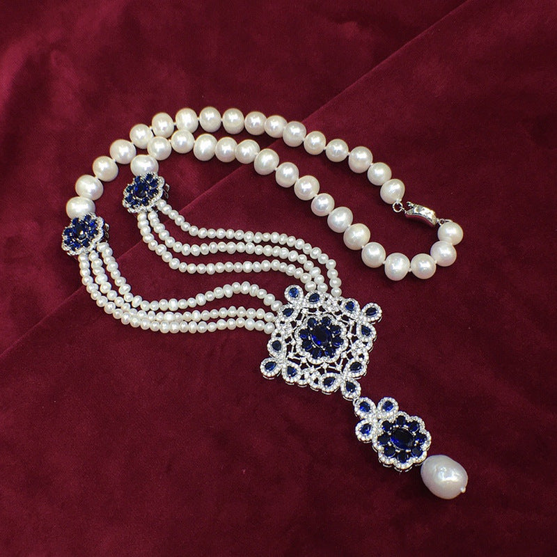 Natural freshwater pearl necklace women's light luxury chain fashion jewelry niche design elegant wind pearl neck chain
