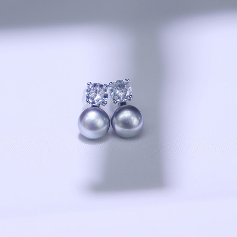 Freshwater pearl stud earrings for women's simple classic versatile jewelry, send girlfriends exquisite fashion pearl earrings wholesale