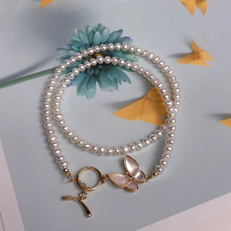Natural Pearl Butterfly Necklace