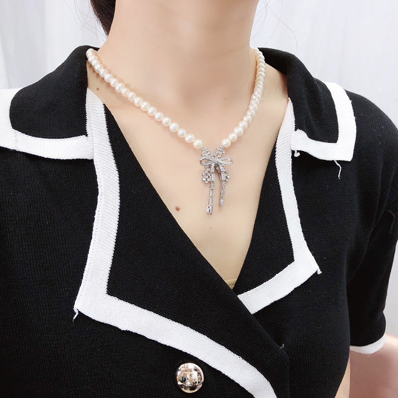 Natural freshwater pearl new fashion versatile jewelry light luxury niche design clavicle necklace