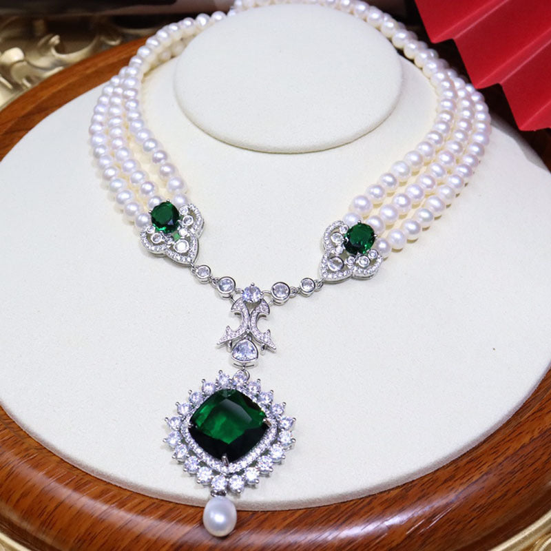 042 New freshwater pearl necklace women's nearly round and slightly flawed fashion temperament elegant and versatile evening dress standard accessories