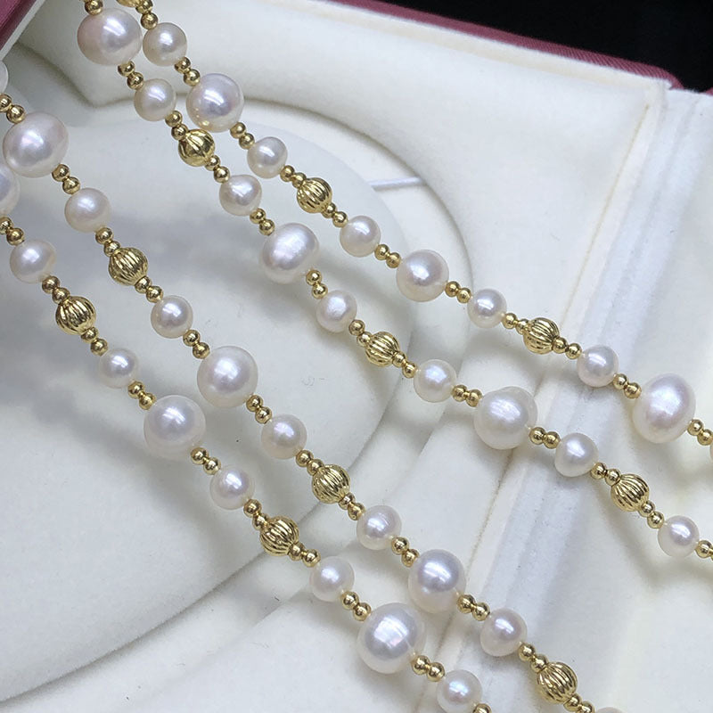 "Freshwater Pearl Necklace | Long-Length Simple Fashion for Women"