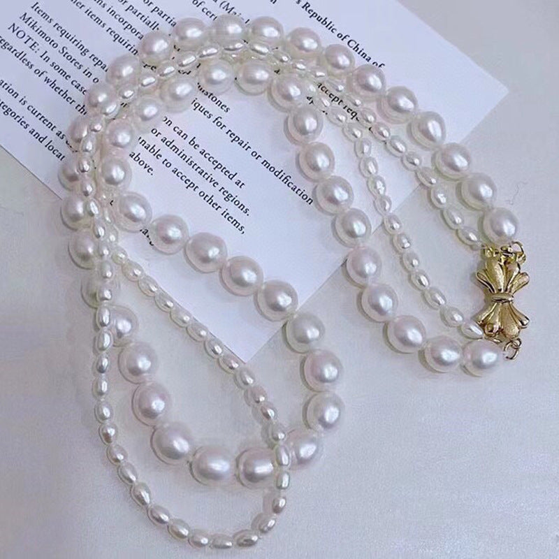 natural freshwater pearl necklace women's fashion versatile jewelry cold wind niche design sense collarbone chain wholesale