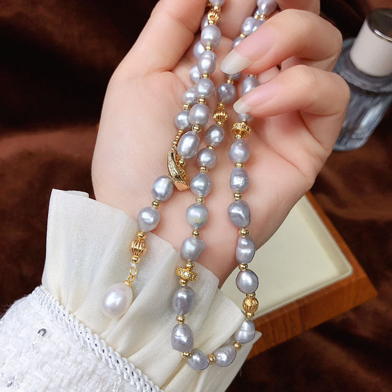 "Freshwater Pearl Necklace | Long-Length Simple Fashion for Women"