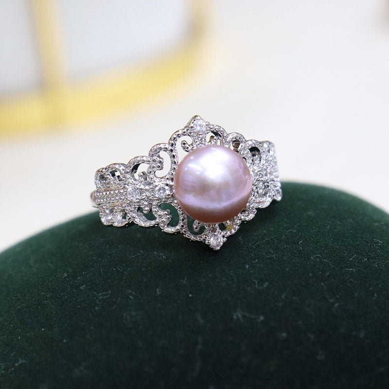 "Retro Freshwater Pearl Open Ring - Simple and Versatile Design, Elegant Women's Jewelry"
