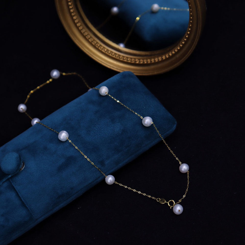 Gypsophila freshwater pearl necklace s925 6-7mm