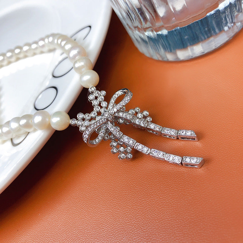Natural freshwater pearl new fashion versatile jewelry light luxury niche design clavicle necklace