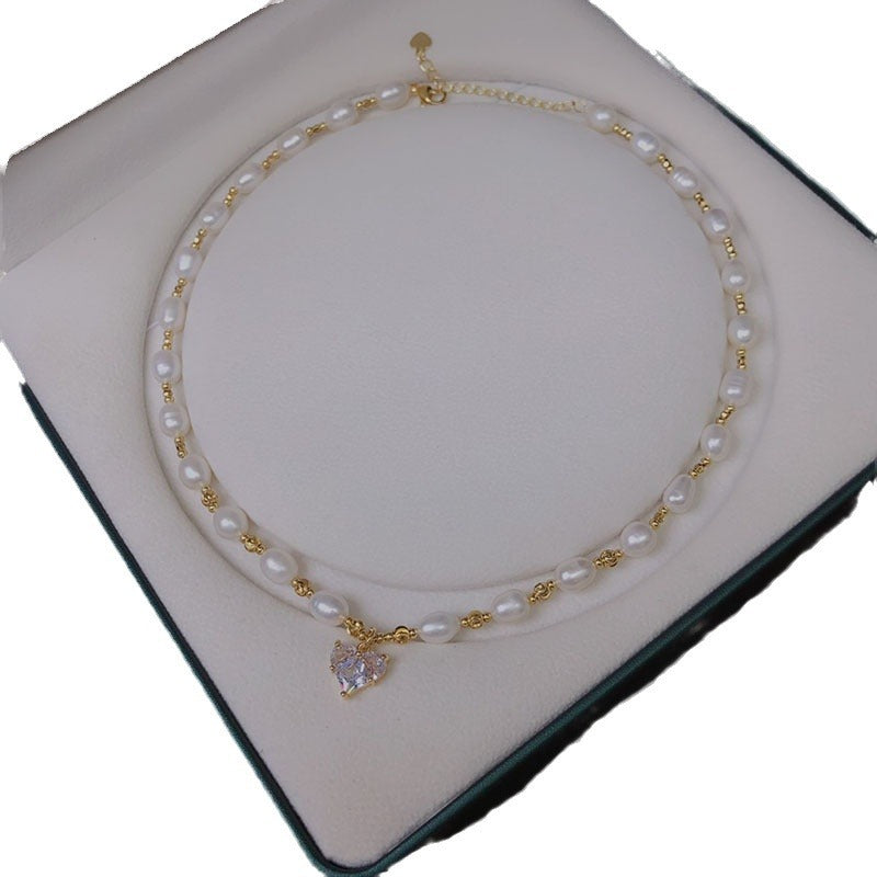 Freshwater pearl necklace natural primary color beige pearl clavicle necklace