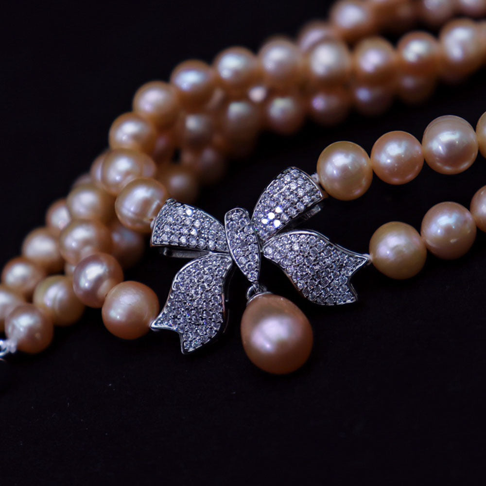 Natural freshwater pearl necklace women's fashion double-layer temperament jewelry