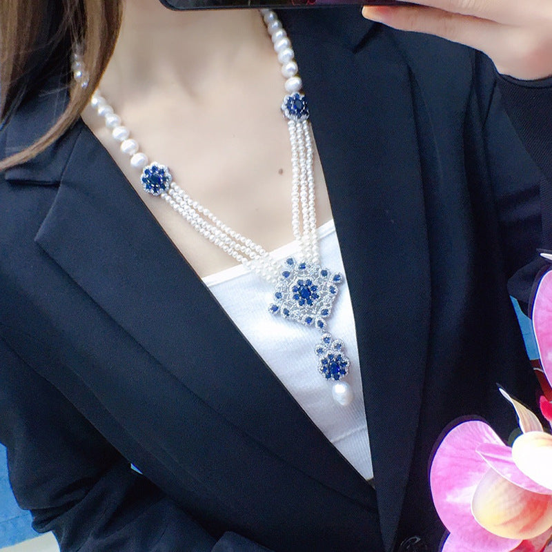 Natural freshwater pearl necklace women's light luxury chain fashion jewelry niche design elegant wind pearl neck chain