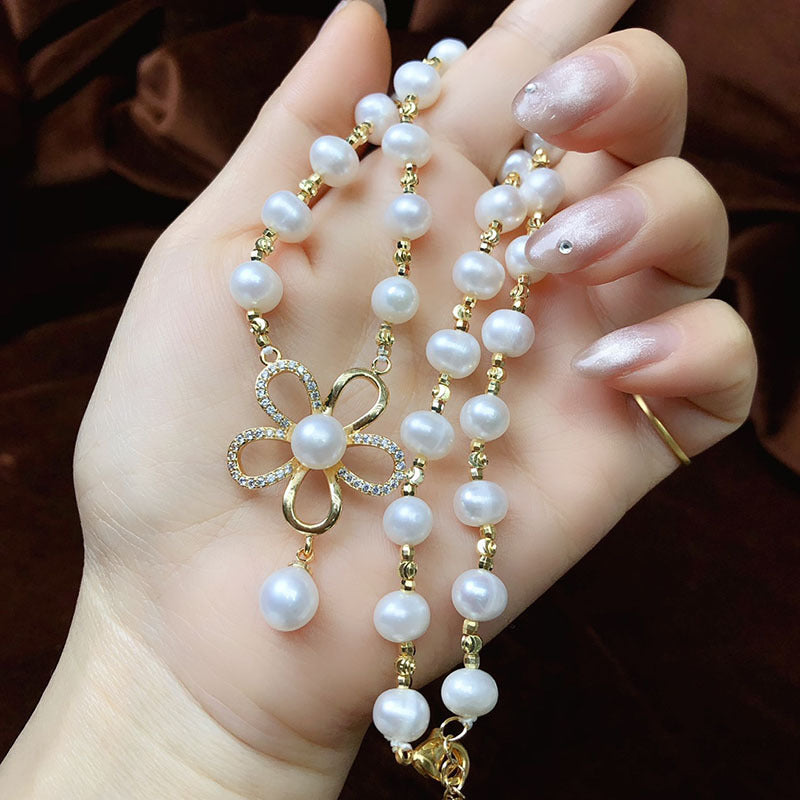 Natural freshwater pearl light luxury niche personality temperament pearl clavicle necklace
